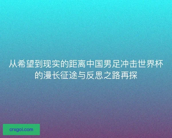 从希望到现实的距离中国男足冲击世界杯的漫长征途与反思之路再探