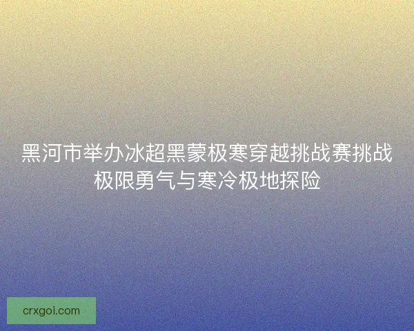 黑河市举办冰超黑蒙极寒穿越挑战赛挑战极限勇气与寒冷极地探险