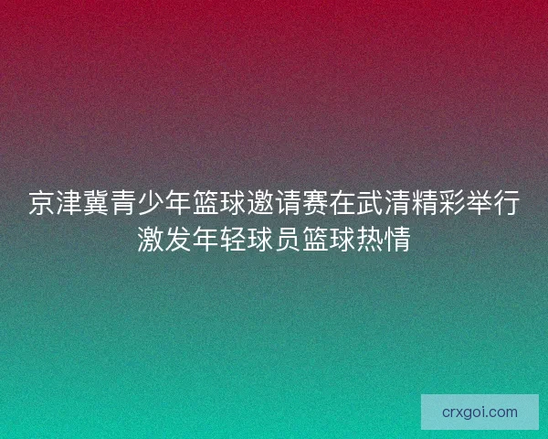 京津冀青少年篮球邀请赛在武清精彩举行激发年轻球员篮球热情