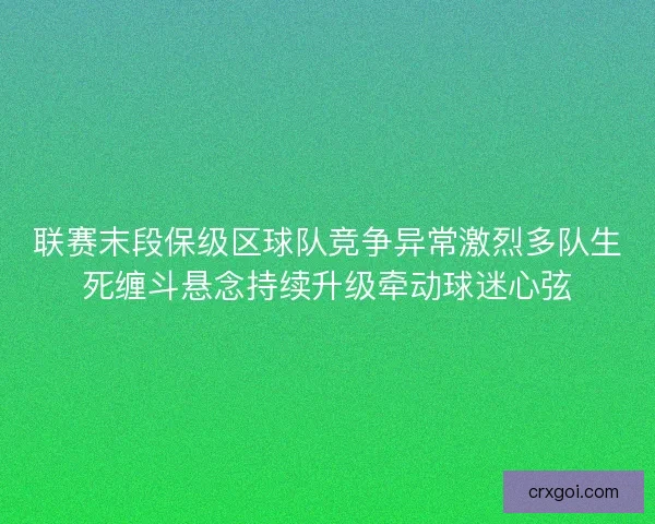 联赛末段保级区球队竞争异常激烈多队生死缠斗悬念持续升级牵动球迷心弦